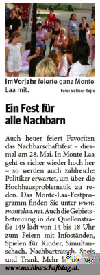 MonteLaa-Nachbarschaftsfest in der Bezirkszeitung